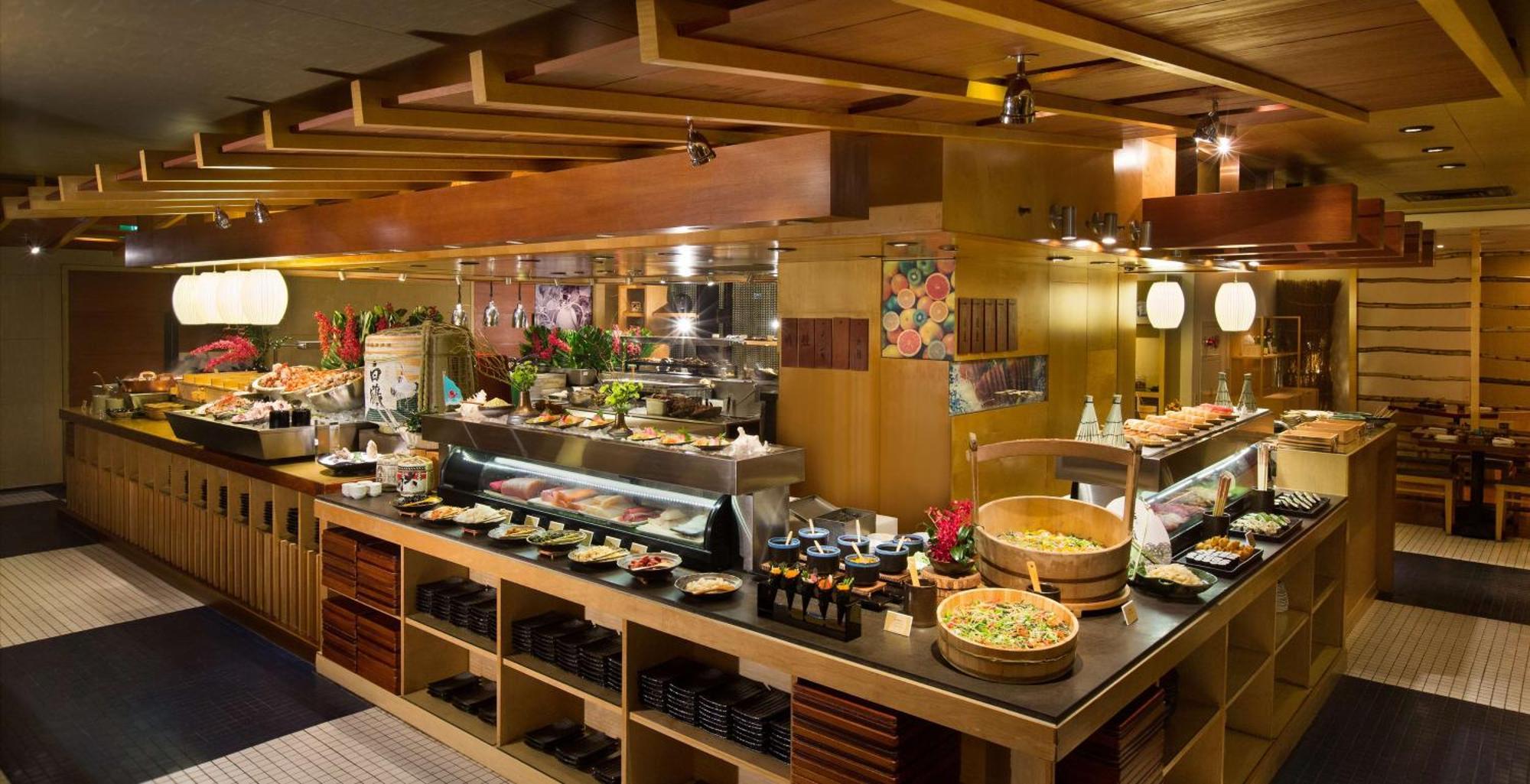 Hotel Grand Hyatt Taipéi Exterior foto A buffet at a restaurant